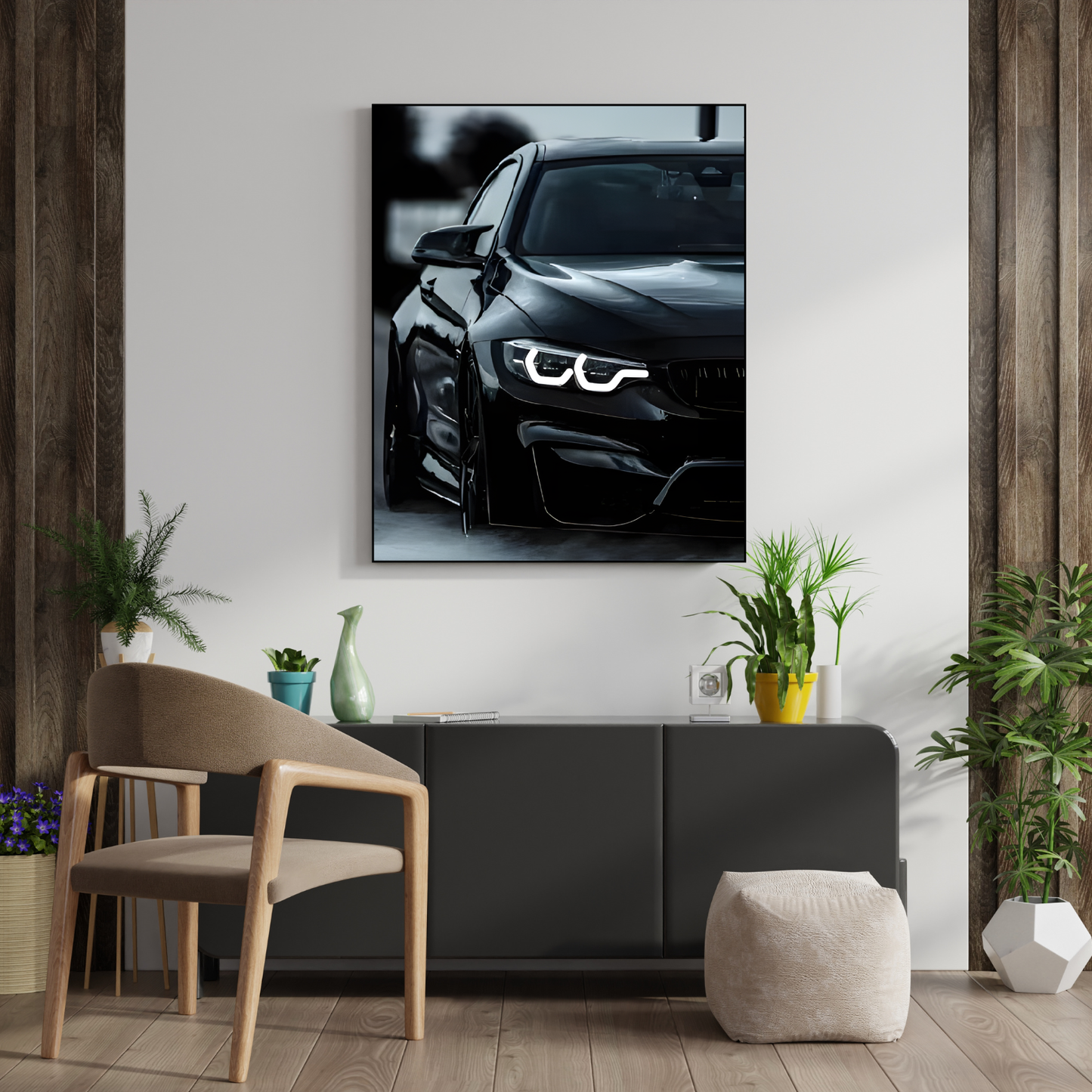 BMW Black Head Light Neon Sign